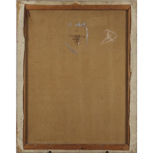 2261 - Continental villa's, impressionist oil on canvas, bearing a signature A Collils, unframed, 91.5cm x ... 