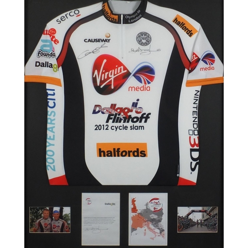 2069 - Dallaglio Flintoff 2012 cycle slam top, signed by Freddie Flintoff, 91cm x 73.5cm