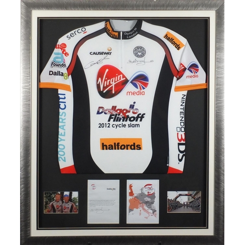 2069 - Dallaglio Flintoff 2012 cycle slam top, signed by Freddie Flintoff, 91cm x 73.5cm