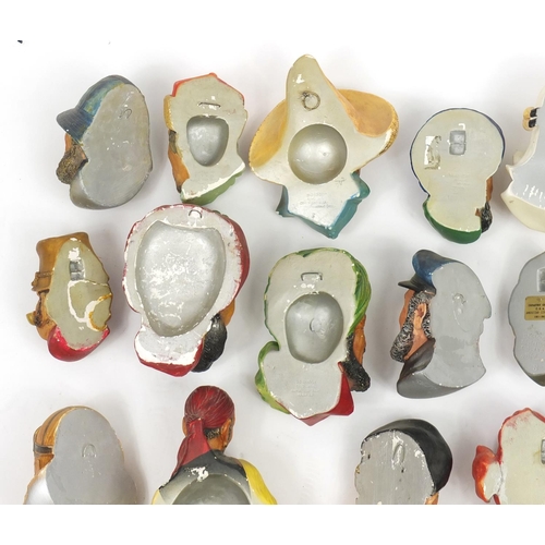 2170 - Collection of hand painted plaster bossons heads, the largest 19cm high