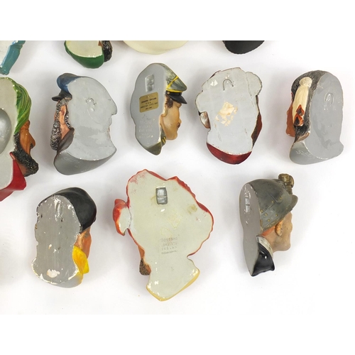 2170 - Collection of hand painted plaster bossons heads, the largest 19cm high