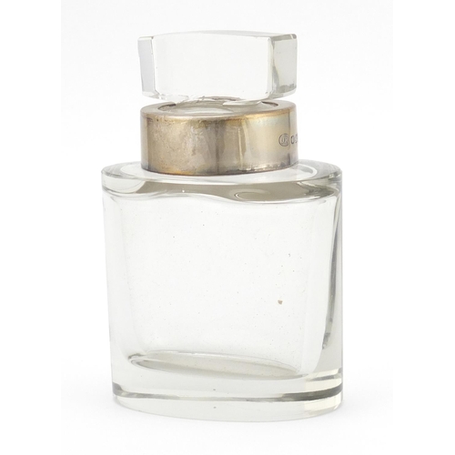 2343 - Heavy cut glass ink bottle with silver collar by John Round & Son Ltd, Sheffield 1911, 11cm high