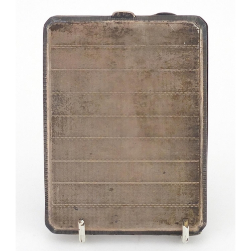 2352 - Largest rectangular silver cigarette case with engine turned decoration, by Joseph Gloster Birmingha... 