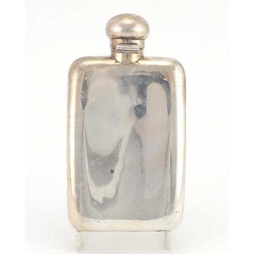 2353 - Silver hip flask with hinged lid, by Mappin & Webb London 1950, 13.5cm in length, approximate weight... 