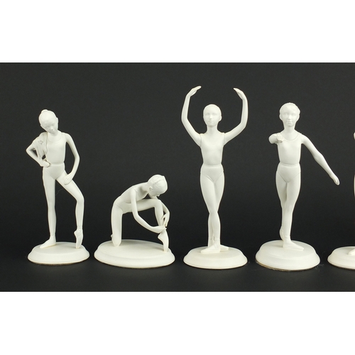 2219 - Set of six Franklin porcelain Royal ballet figurines, the largest 20cm high