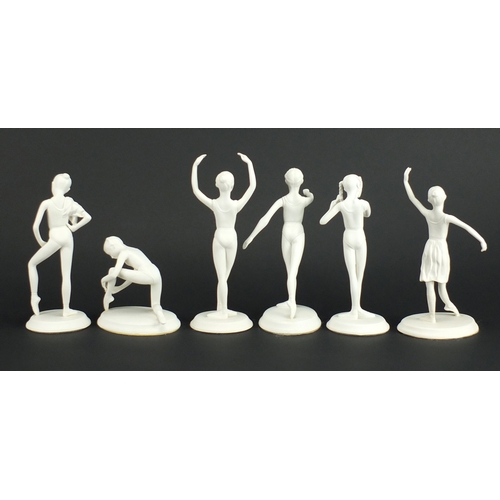 2219 - Set of six Franklin porcelain Royal ballet figurines, the largest 20cm high