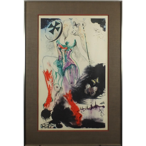 2158 - Salvador Dali - Surreal female, limited edition pencil numbered lithograph in colour, 189/250, mount... 