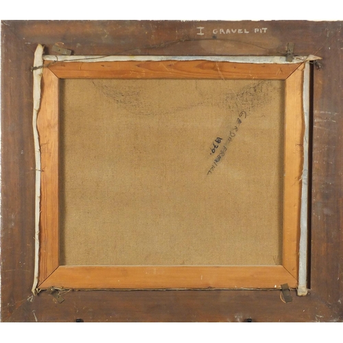 2227 - Still life fruit on a table, oil on canvas, bearing an inscription verso, framed, 52cm x 44cm