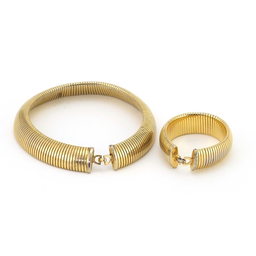 2489 - Christian Dior gilt metal necklace and bracelet