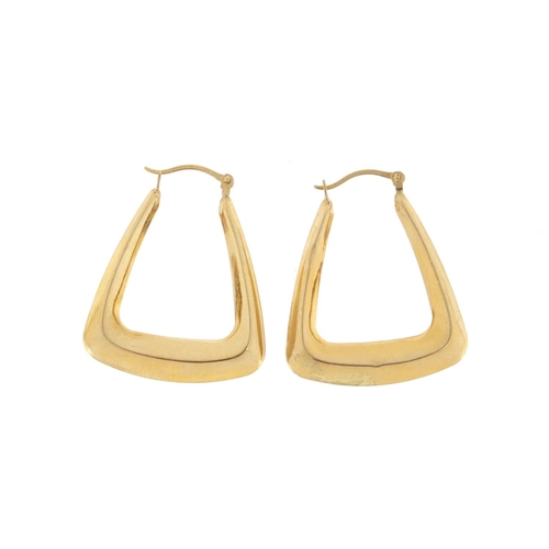 2423 - Pair of 9ct gold earrings, 2.7cm in length, approximate weight 1.0g