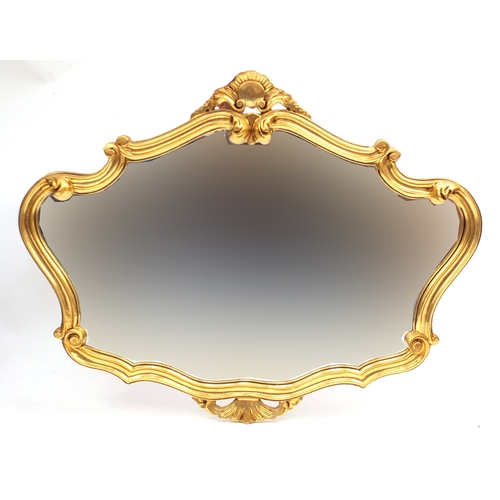 2018 - Ornate gilt framed wall mirror, 70.5cm x 91.5cm