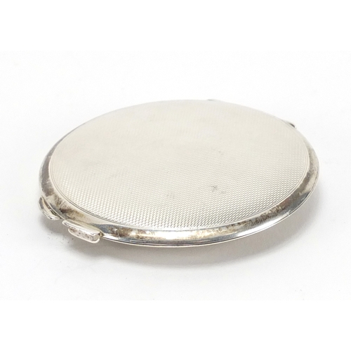 2346 - Circular silver compact with enamelled Royal Engineers crest, Birmingham 1940, 7cm in diameter, appr... 