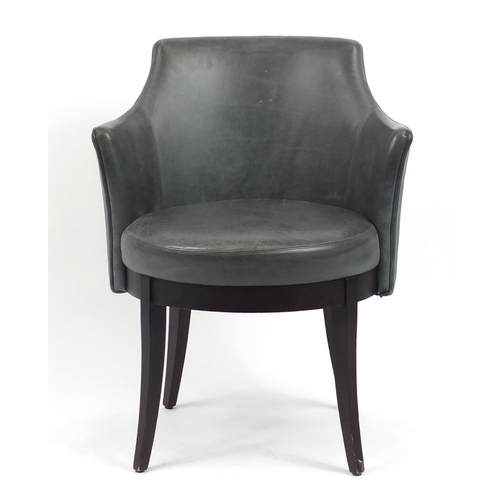 2093 - Contemporary Morgan slate leather chair on out swept tapering legs, 81cm high