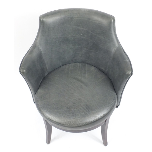2093 - Contemporary Morgan slate leather chair on out swept tapering legs, 81cm high