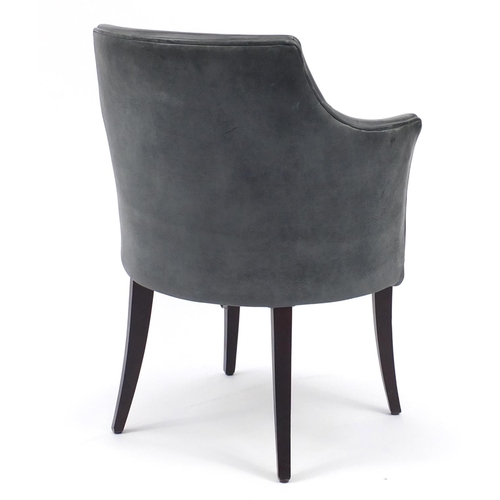 2094 - Contemporary Morgan slate leather chair on out swept tapering legs, 81cm high