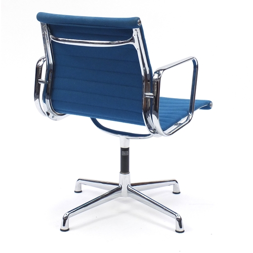 2007 - Charles and Ray Eames EA107 design desk chair with turquoise upholstery, 82cm high
