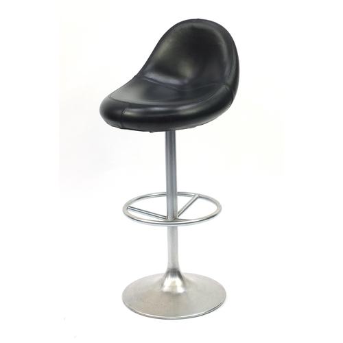 2029 - Venus black leather and chrome bar stool designed by Borje Johanson, 104cm high