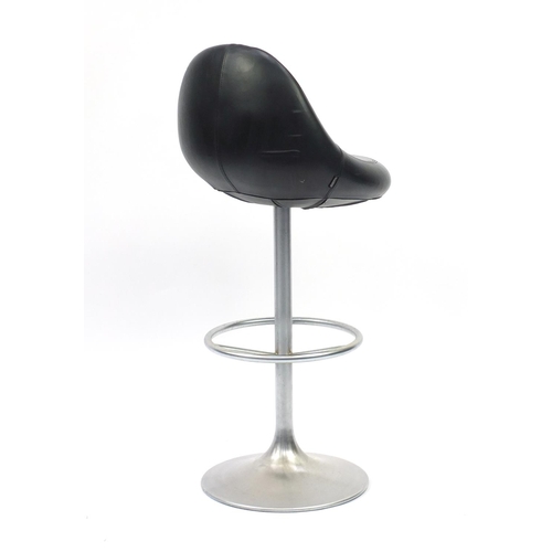 2030 - Venus black leather and chrome bar stool designed by Borje Johanson, 104cm high