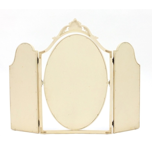 340 - Cream and gilt triple aspect mirror