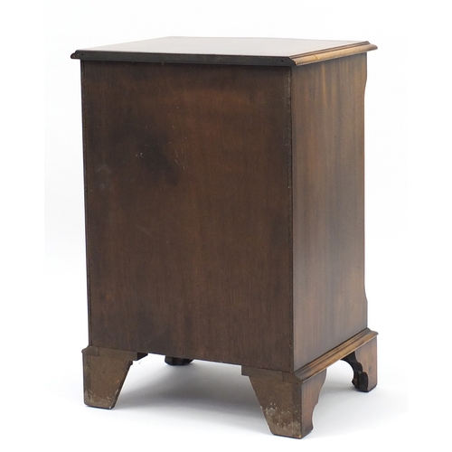 2107 - Walnut serpentine front four drawer chest on bracket feet, 72cm h x 49cm W x 40cm D