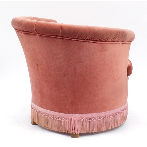 99 - Pink bedroom chair with button back upholstery, 66cm high