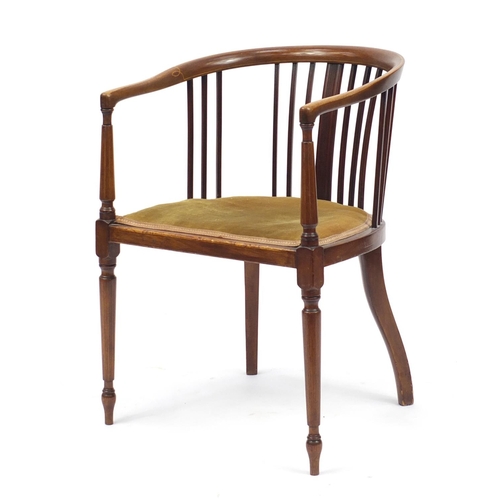 84 - Edwardian inlaid mahogany tub chair, 75cm high