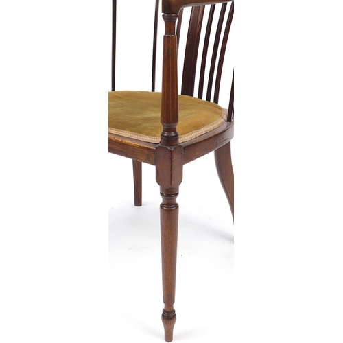 84 - Edwardian inlaid mahogany tub chair, 75cm high