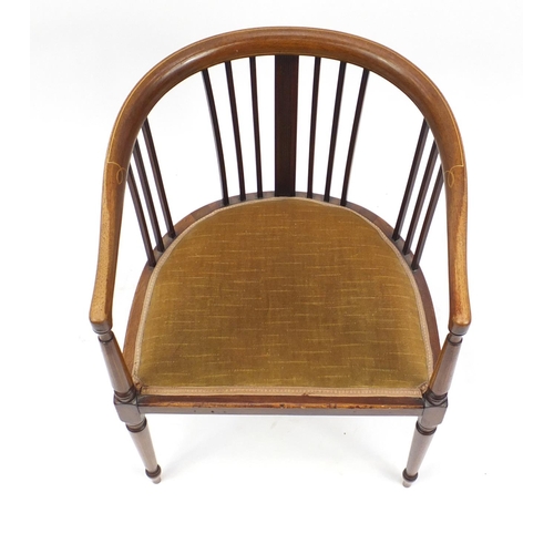 84 - Edwardian inlaid mahogany tub chair, 75cm high