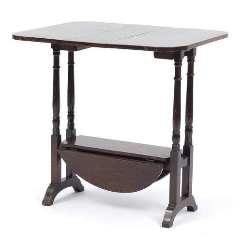 102 - Oak drop leaf occasional table with under tier, 56cm high