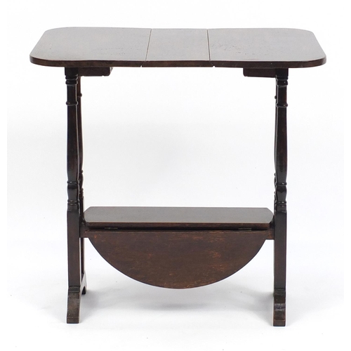 102 - Oak drop leaf occasional table with under tier, 56cm high