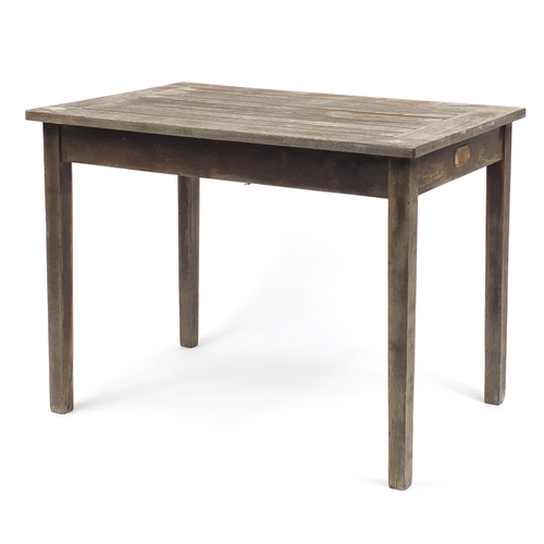 193 - Teak garden table, 68cmH x 91cm W x 60cm D