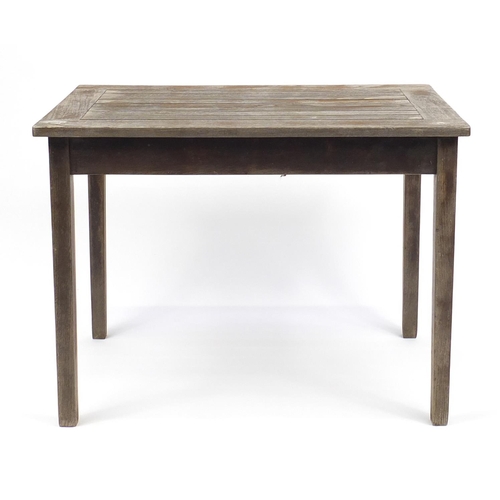 193 - Teak garden table, 68cmH x 91cm W x 60cm D