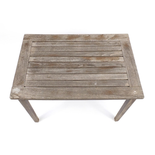 193 - Teak garden table, 68cmH x 91cm W x 60cm D