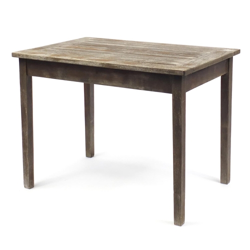 193 - Teak garden table, 68cmH x 91cm W x 60cm D