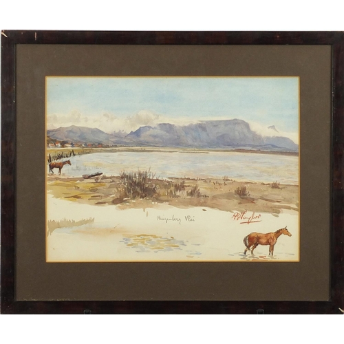 871 - A G Taylor - From Muizenberg Vlei and Hottentot's Halland, pair of signed watercolours, mounted and ... 