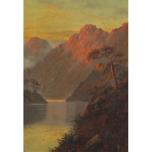 859 - Loch scene, early 20th century Scottish oil on canvas, bearing an indistinct signature possibly Buzi... 