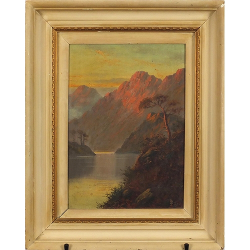 859 - Loch scene, early 20th century Scottish oil on canvas, bearing an indistinct signature possibly Buzi... 