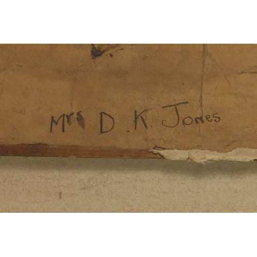 885 - Figures in an interior, 19th century chalk, bearing an indistinct signature possibly C F August, mou... 
