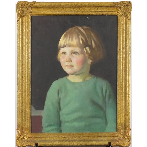 887 - Attributed to Fred Appleyard - Head and shoulders portraits, of young children, two oils, framed, on... 