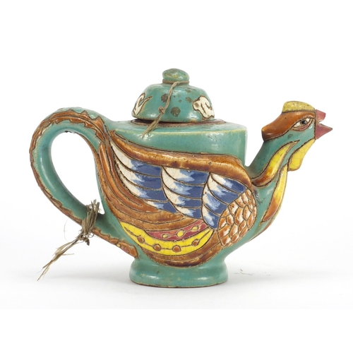 275 - Chinese yixing terracotta cockerel teapot, 14cm high