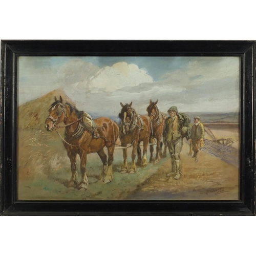 868 - Thomas Ivester Lloyd - Work horses, three watercolour and gouaches, framed, each 49.5cm x 31cm