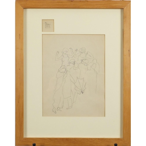 792 - Attributed to Stanley Spencer - Figurative studies, double sided pencil and watercolour, bearing an ... 