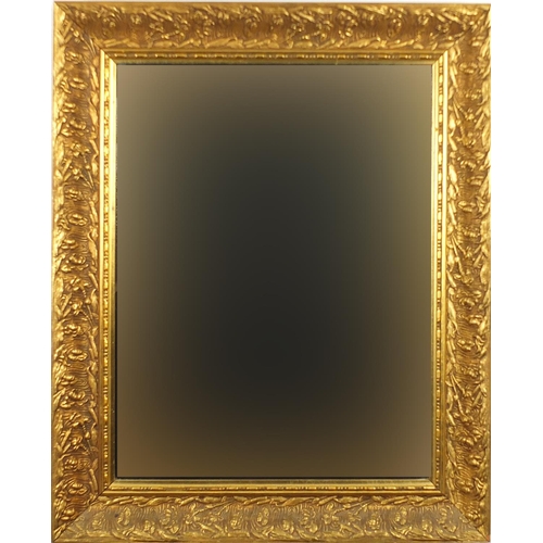 107 - Rectangular gilt framed mirror with bevelled glass, 66cm x 61cm