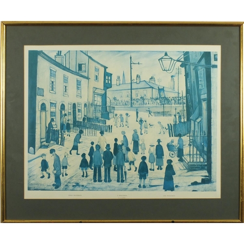 75 - Laurence Stephen Lowry - A Procession, coloured print, mounted and framed, 69cm x 49cm