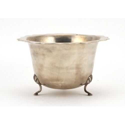 538 - Circular silver three footed bowl, by Deykin & Harrison Birmingham 1934, 8.5cm high x 14cm in diamet... 