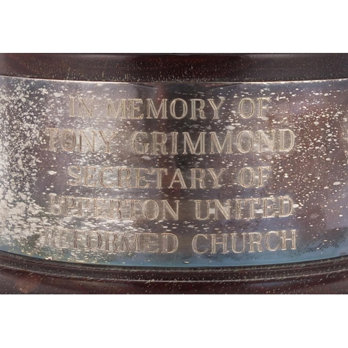 372 - Indian silver twin handled trophy, engraved Eastbourne in Bloom, place of worship in memory of Tony ... 