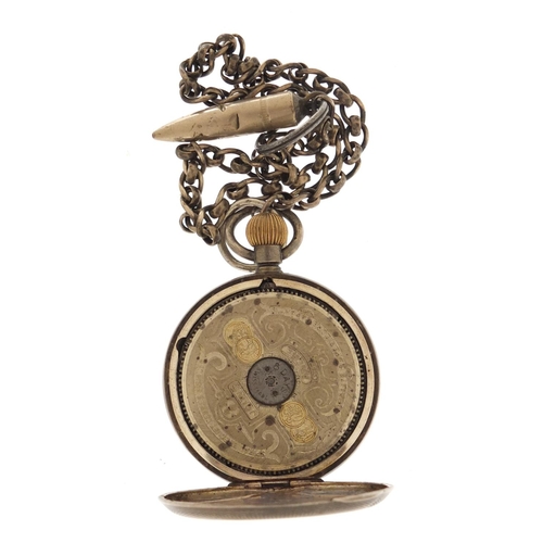 699 - Gentleman's silver Hebdomas eight day pocket watch with enamel dial, the movement marked Spiral Bere... 