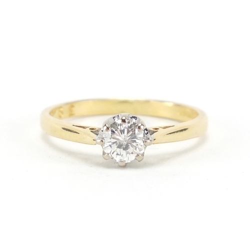 620 - 18ct gold diamond solitaire ring, size L, approximate weight 2.2g