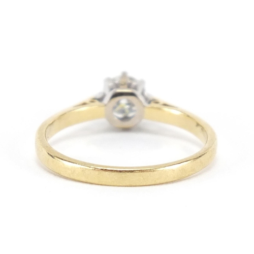 620 - 18ct gold diamond solitaire ring, size L, approximate weight 2.2g