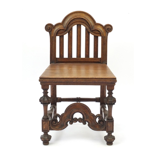 2070 - Oak Carolean style low chair, 81cm high